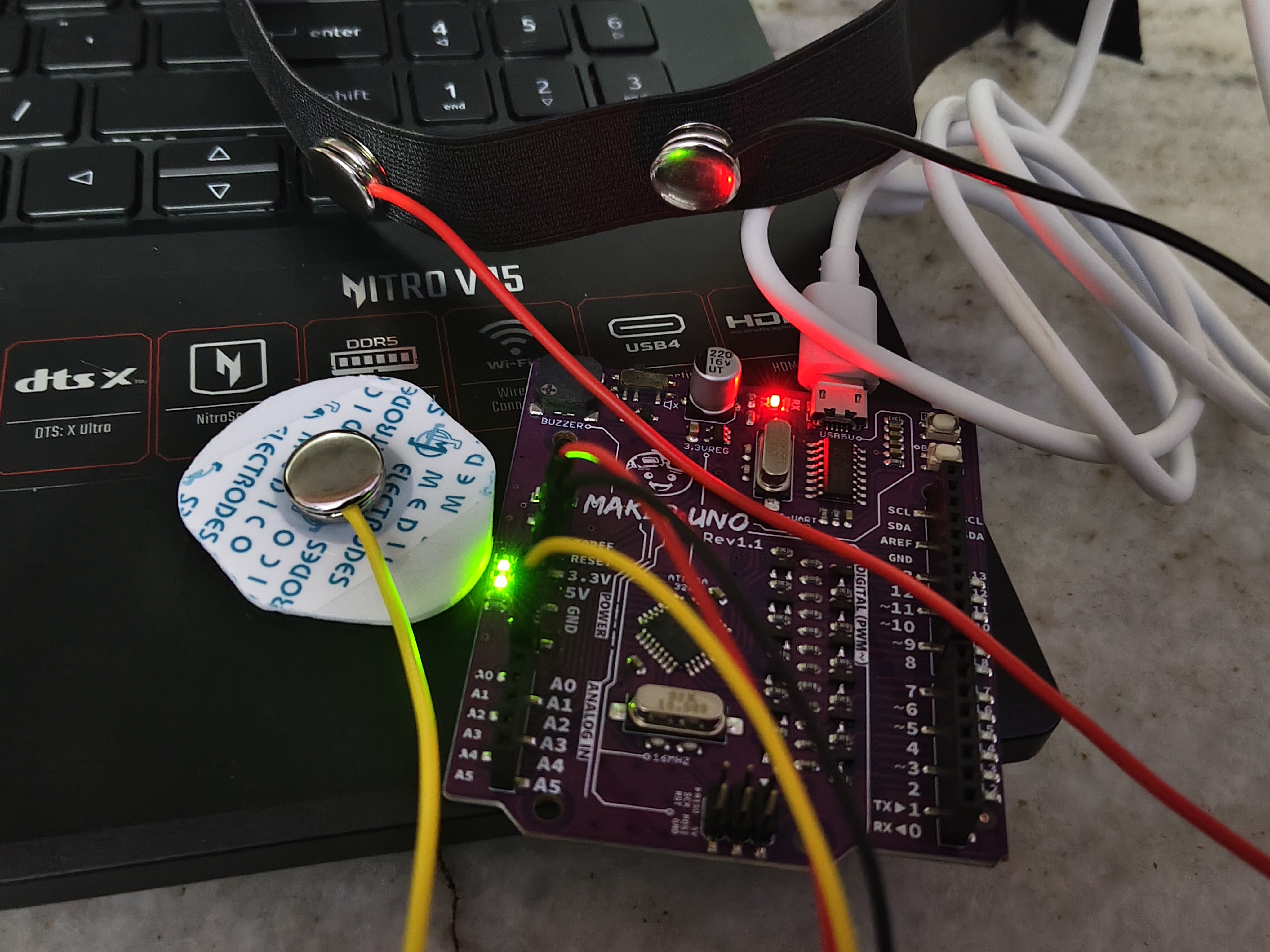 Electrodes and connected electronics from my EEG kit