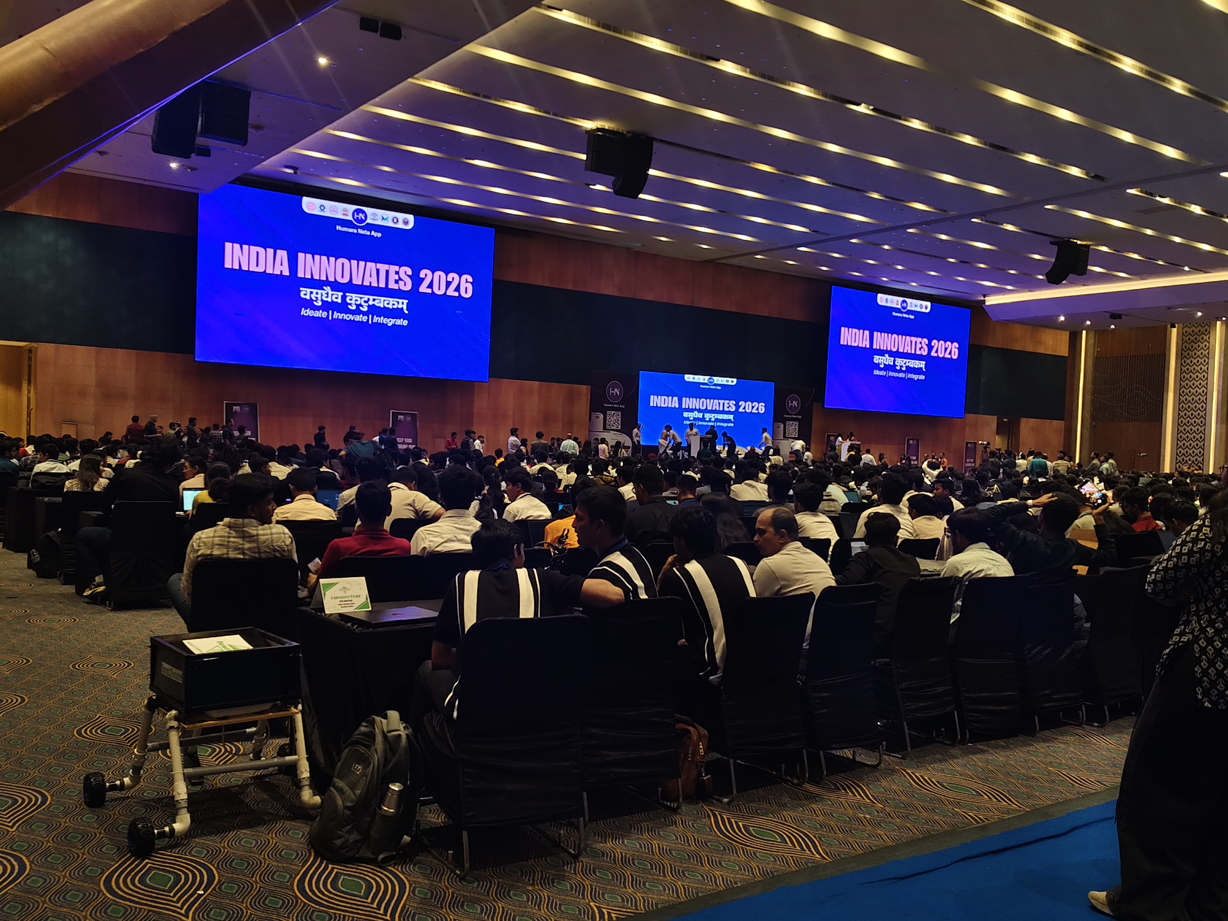 The audience and stage at India Innovates 2026
